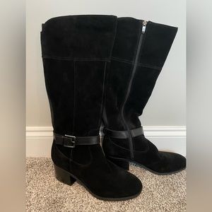Marc Fisher black suede wide calf riding boots size 10